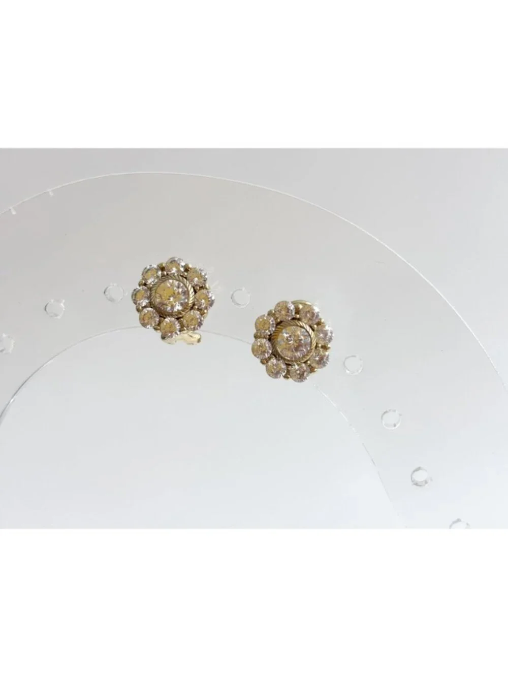 Judith Ripka Vermeil Cubic Zirconia Vintage Sterling Silver 925 Stud Earrings